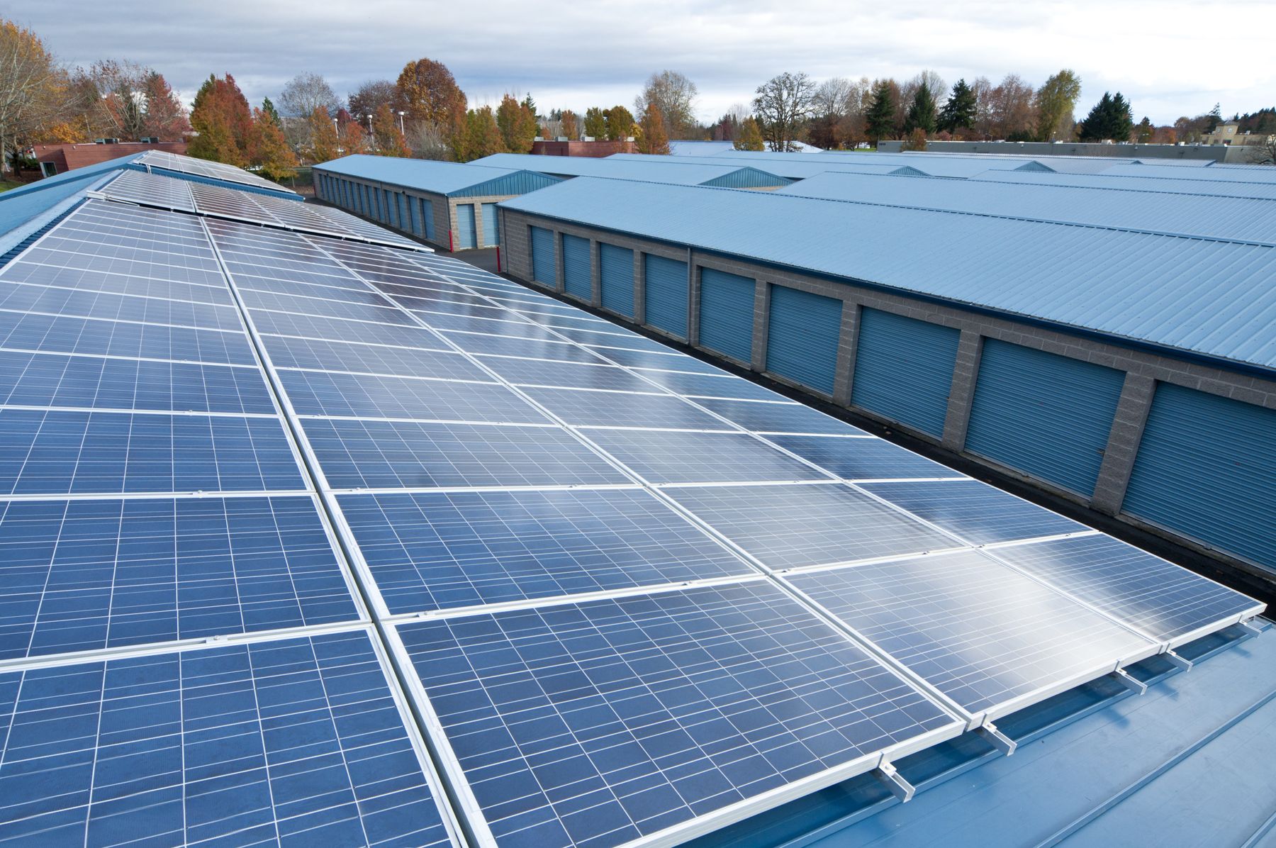 Rooftop solar array on a self-storage facility